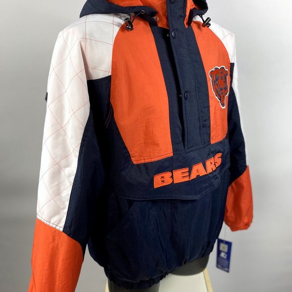 CHICAGO BEARS STARTER NFL Half Zip Hooded Jacket  M L XL - Picture 2 of 10